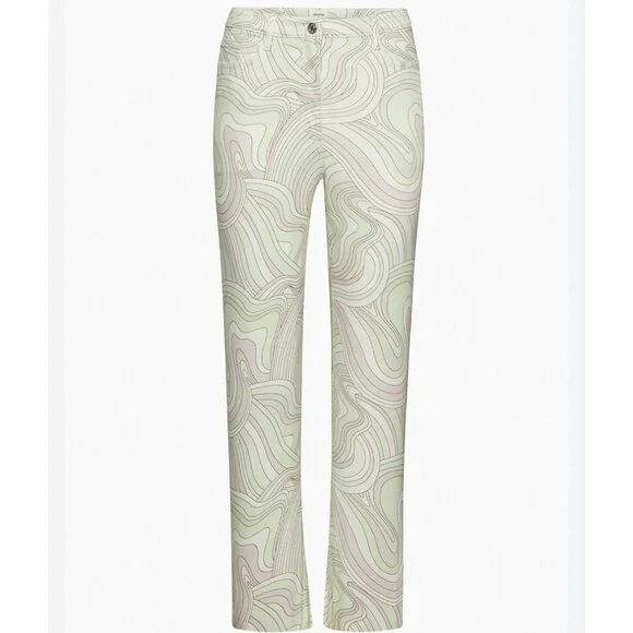 Wilfred Free Vera Pants Size 0 Green Gray Swirl Printed Cotton Stretch Twill - Picture 1 of 14
